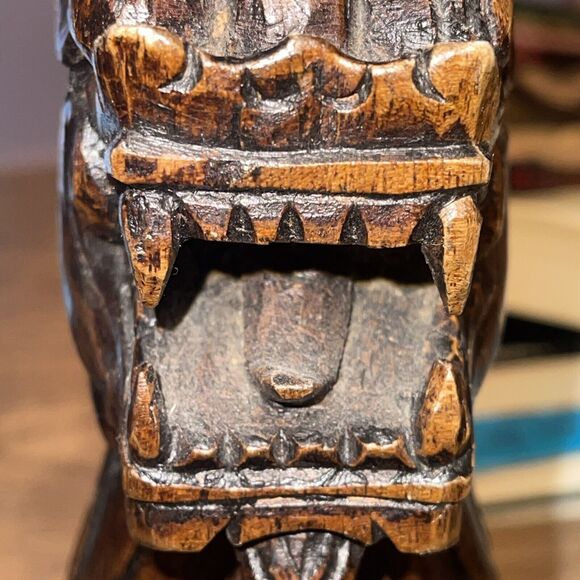 Wooden Carved Foo Dog - Picture 8 of 13